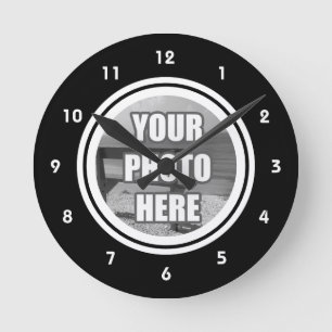 Horloge Ronde Photo Personnalisée Noir Blanc