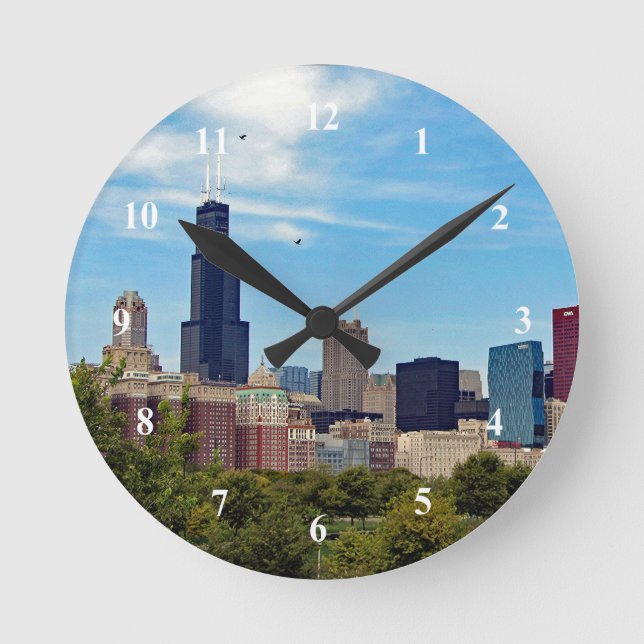 Horloge Ronde Photo Skyline de Chicago City (Recto)