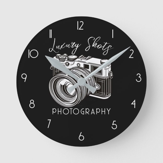 Horloge Ronde Photographe photo reflex noir (Recto)