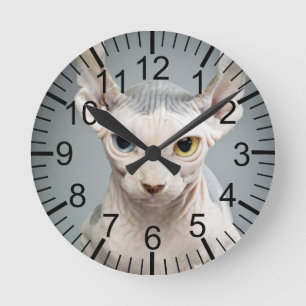 Horloge Ronde Photographie de chat de sphinx d'Elf