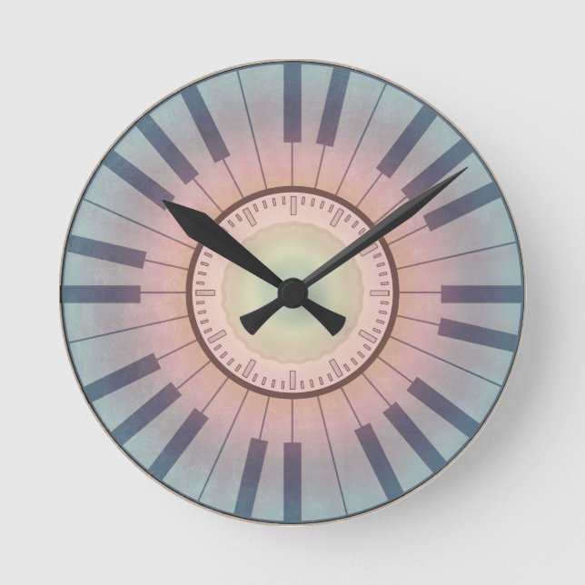 Horloge Ronde Piano Clock dans Pastel Colors (Recto)