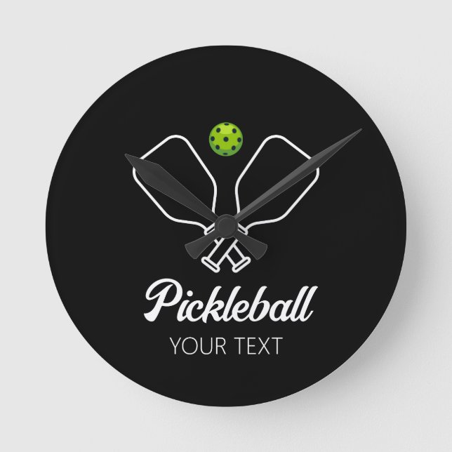 Horloge Ronde Pickleball avec pagaies et balle Personnalisé (Recto)