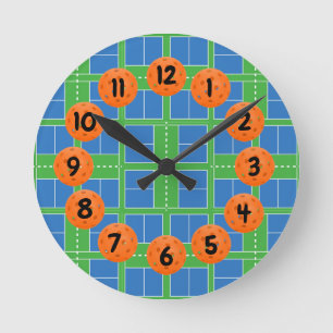 Horloge Ronde Pickleball Courts, Blue, Green, Orange Pickleball