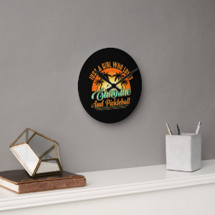 Horloge Ronde Pickleball femmes soleil