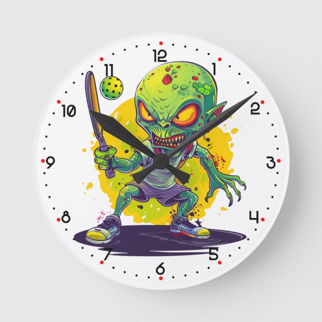 Horloge Ronde Pickleball Intergalactique  (Recto)