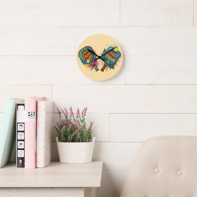 Horloge Ronde Pickleball Paddle - Design sportif et amusant (Salle de lecture)