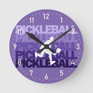 Horloge Ronde 💜 Pickleball violet silhouette Pickleball