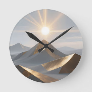 Horloge Ronde Pics de désert Aurore Dorée