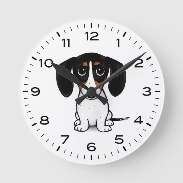 Horloge Ronde Piebald Dachshund Cute Wiener Dog (Recto)
