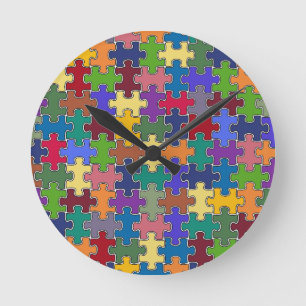 Horloge Ronde pièces de puzzle couleur