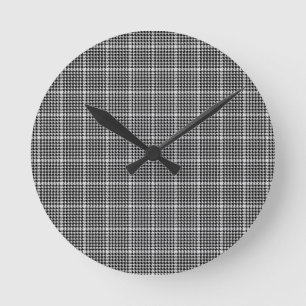 Horloge Ronde Pied de fond noir et blanc Tartan Plaid