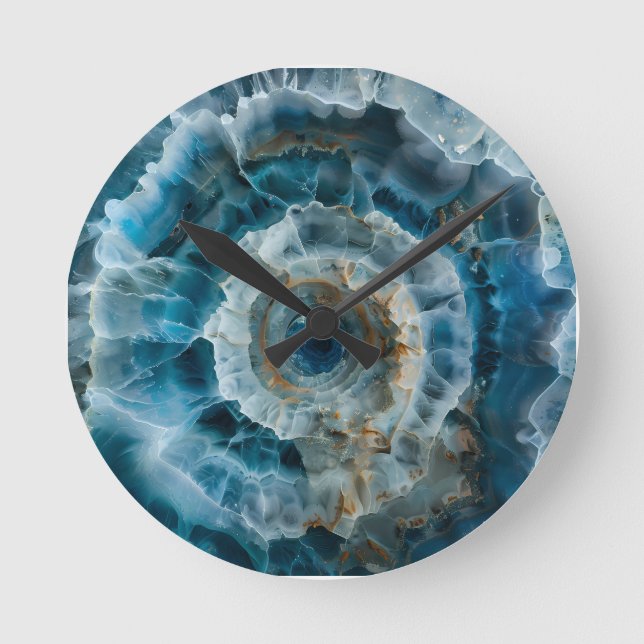 Horloge Ronde Pierre bleu Macro photo Agate Marbre (Recto)