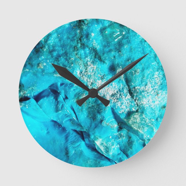 Horloge Ronde Pierre de marbre turquoise moderne (Recto)