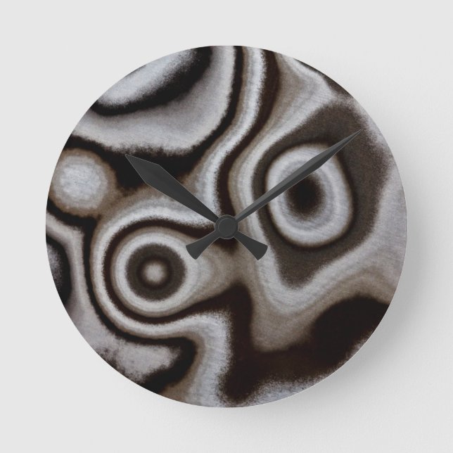 Horloge Ronde Pierre noire et blanche de Jasper (Recto)