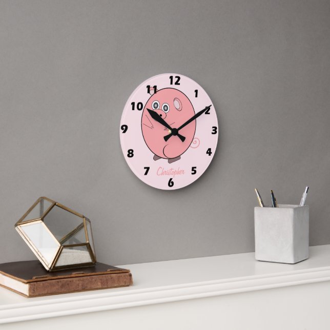 Horloge Ronde Pig Design Personalised (Bureau)