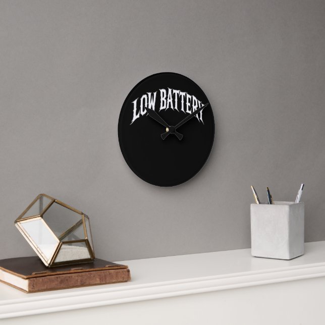 Horloge Ronde PILE ÉLECTRIQUE FAIBLE Texte gothique déformé (Bureau)