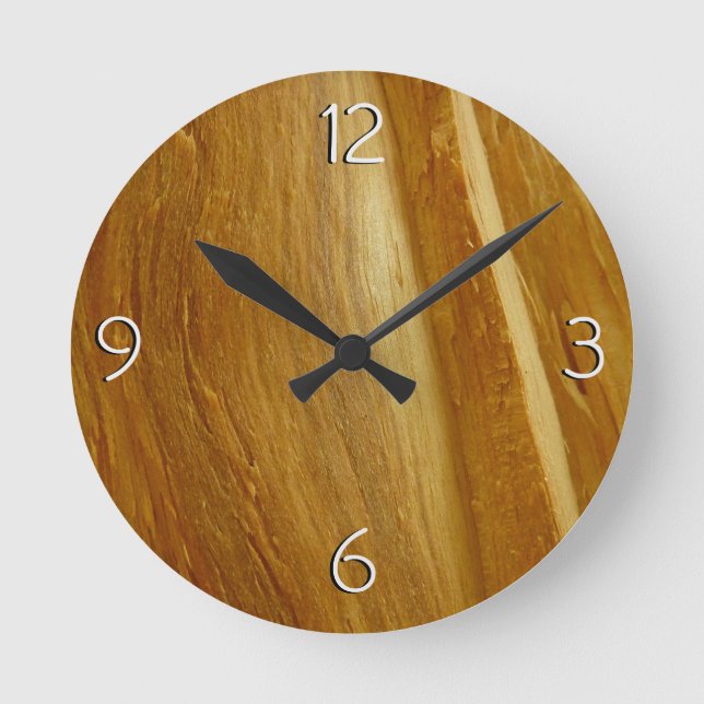 Horloge Ronde Pine Wood II Faux Texture en bois (Recto)