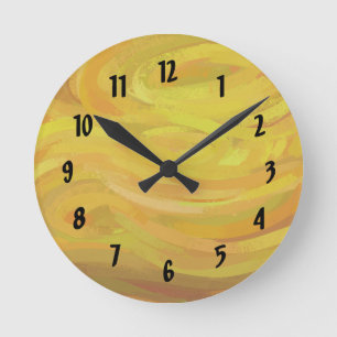 Horloge Ronde Pineapple Yellow Swirl