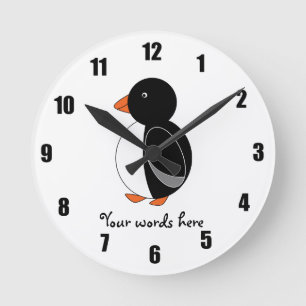 Horloge Ronde Pingouin mignon