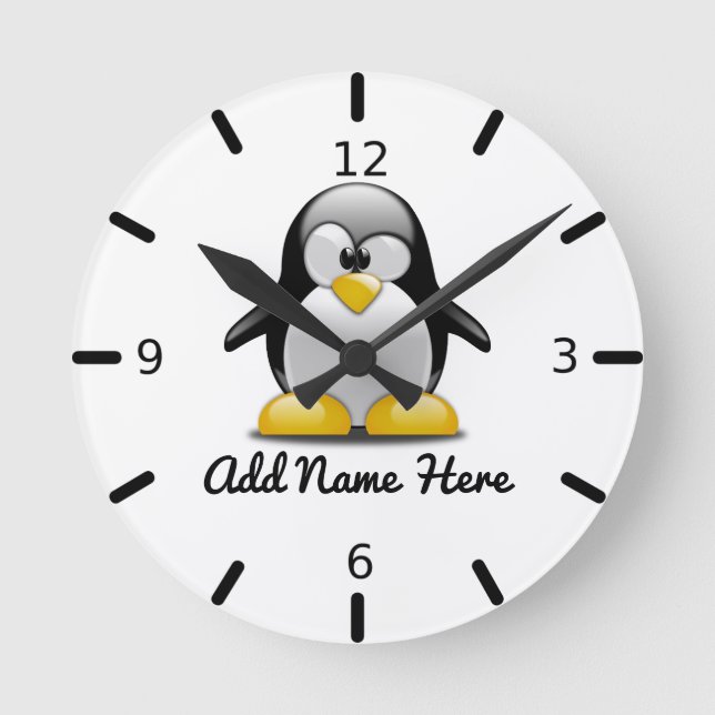 Horloge Ronde Pingouin personnalisé amusant (Recto)