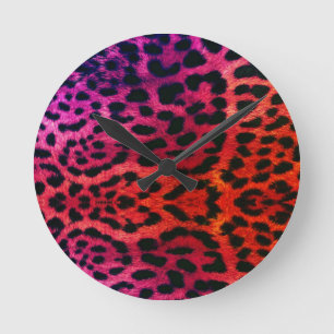 Horloge Ronde pink and orange large leopard