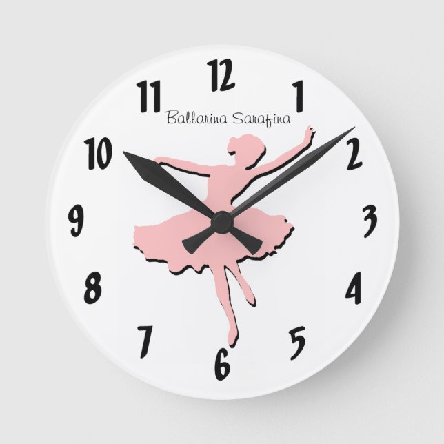 Horloge Ronde Pink Ballarina Wall Clock (Recto)