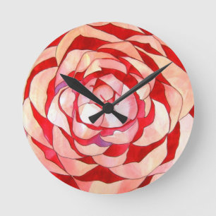 Horloge Ronde Pink Camellia abstract art painting original