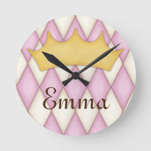 Horloge Ronde Pink Diamond Check Personalized Princess