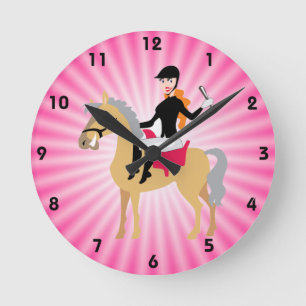 Horloge Ronde Pink Equestrian
