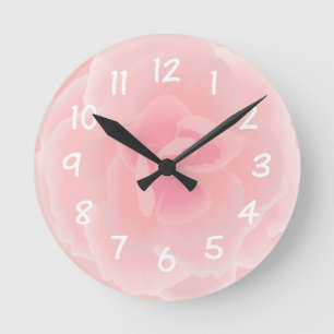 Horloge Ronde Pink flower done in watercolour effects