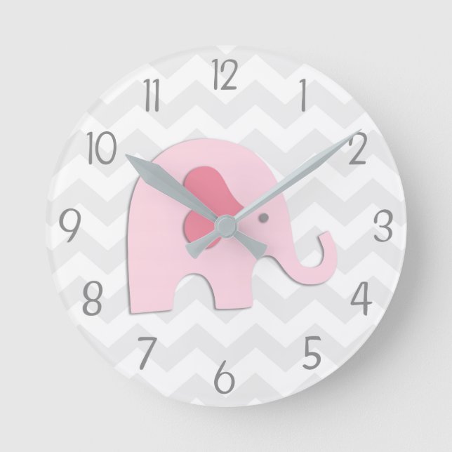 Horloge Ronde Pink Grey Elephant Wall (Recto)
