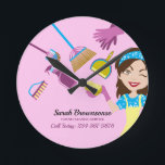 Horloge Ronde Pink Janitorial LAdy Cleaning Professional<br><div class="desc">Pink Janitorial LAdy Cleaning Professional</div>
