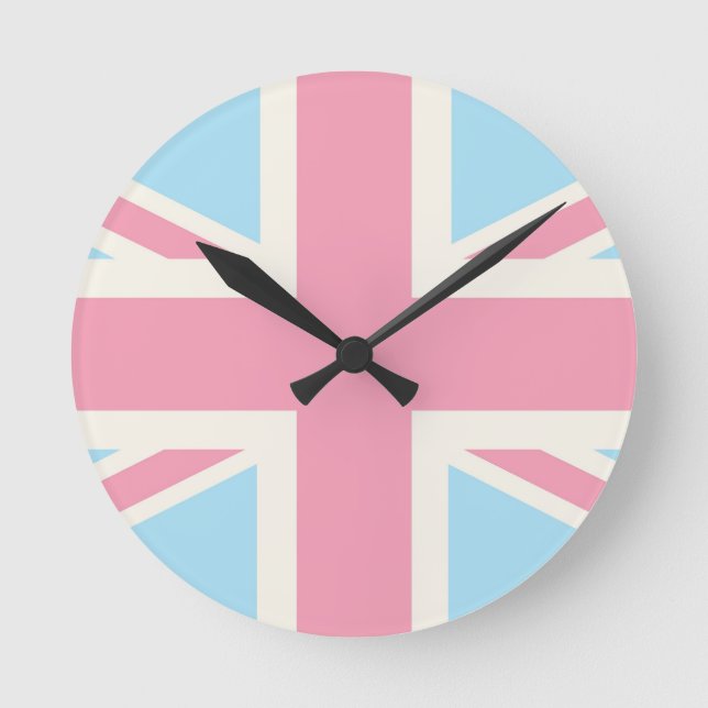 Horloge Ronde Pink Lovely Classic Union Jack British(UK) Flag (Recto)