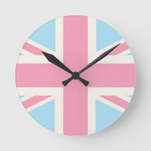 Horloge Ronde Pink Lovely Classic Union Jack British(UK) Flag