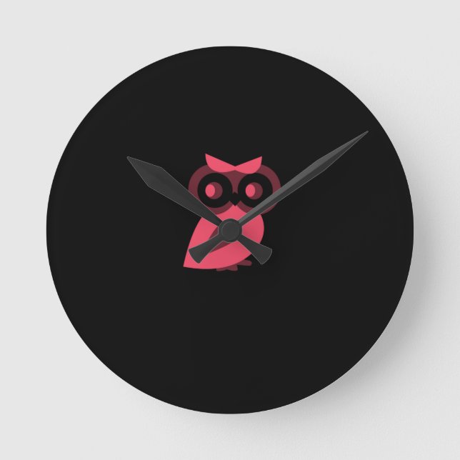 Horloge Ronde Pink Owl Wall Clock (Recto)