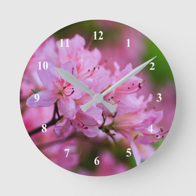 Horloge Ronde Pink Rhododendron acrylique wall clock (Recto)