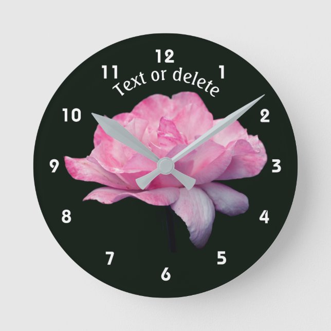 Horloge Ronde Pink Rose Flower Personalized (Recto)