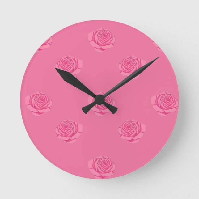 Horloge Ronde Pink roses (Recto)