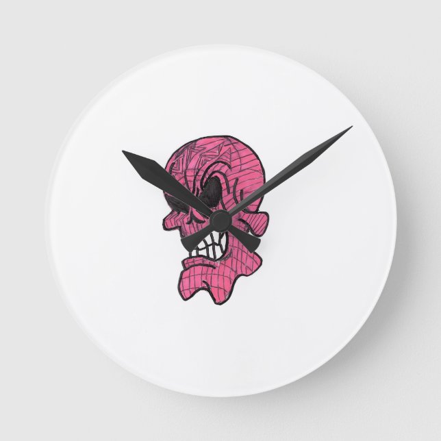 Horloge Ronde Pink Skull Wall Clock (Recto)