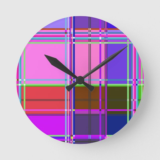 Horloge Ronde Pink tartan Fabric Pattern Cloth Madras (Recto)