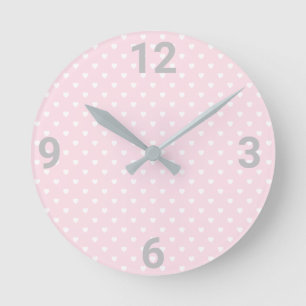 Horloge Ronde Pink White Heart Modern Wall Clock