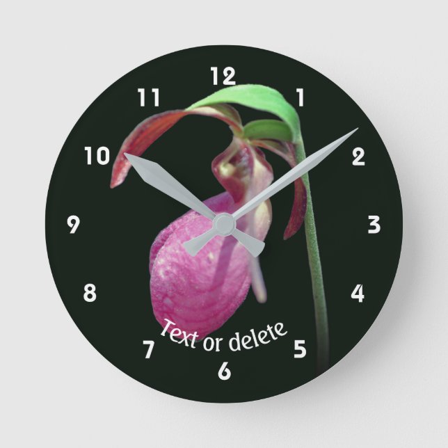 Horloge Ronde Pink Wild Lady Slipper Flower Personalized (Recto)