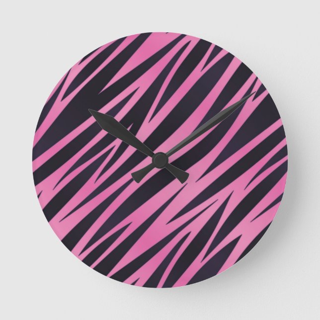 Horloge Ronde Pink Zebra Stripe (Recto)