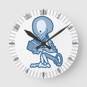 Horloge Ronde Pins et aiguilles Pete Skeleton avec livre