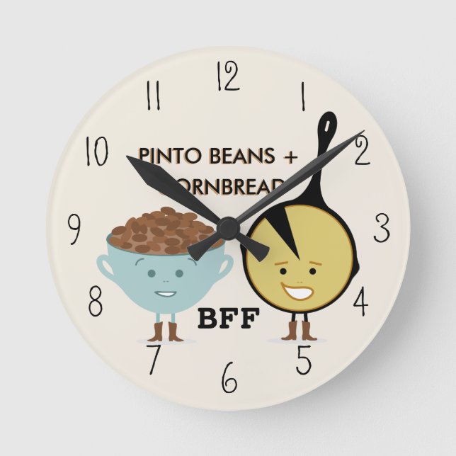 Horloge Ronde Pinto Beans et Cornbread Best Friends Clock (Recto)