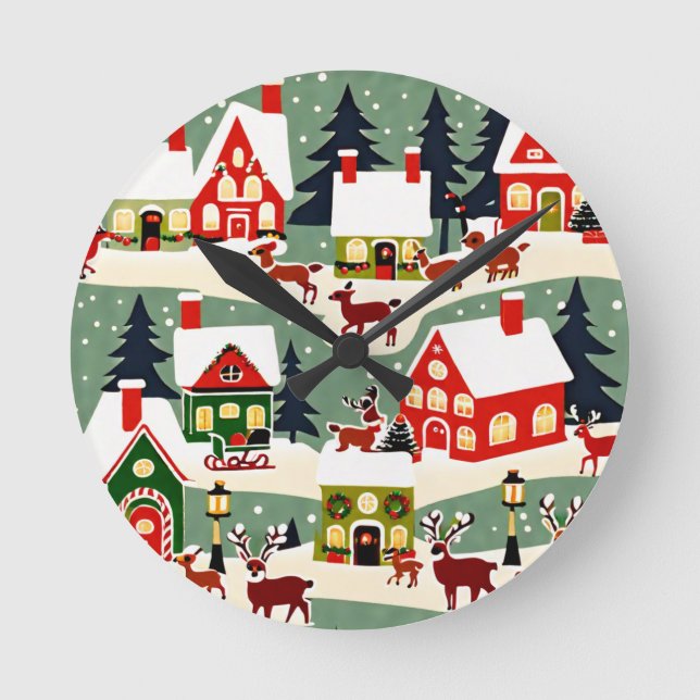 Horloge Ronde Pique-nique de Noël village de Noël (Recto)