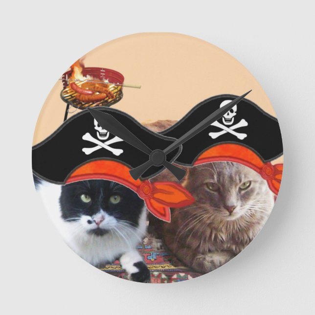 Horloge Ronde PIRATE CATS, Parlez comme un jour de pirates (Recto)