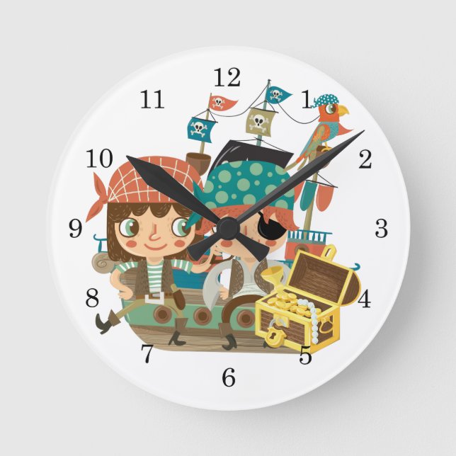 Horloge Ronde Pirates avec le trésor (Recto)