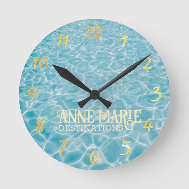 Horloge Ronde Piscine d'été ensoleillée aquatique personnalisée (Recto)