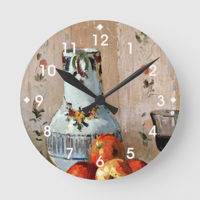Horloge Ronde Pissarro : Vie morte avec pommes et Pitcher (Recto)